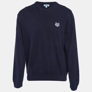 Kenzo Blue Logo Applique Cotton Crewneck Sweatshirt Xxl